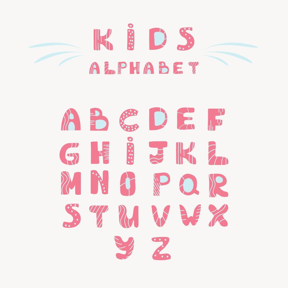 Hand drawn kids alphabet. Cute children drawing style letters to combine in phrases to print. Simple font. vector