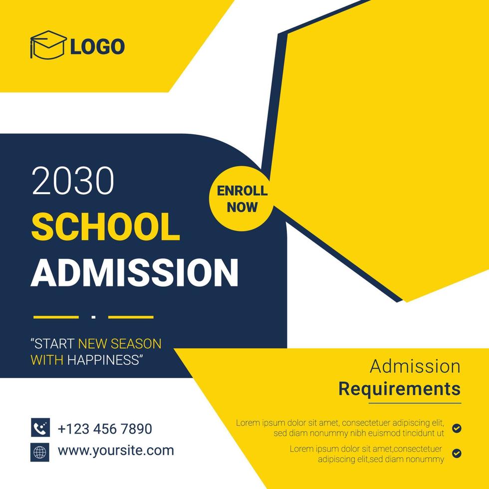 A flyer for a school admission program vector design and template