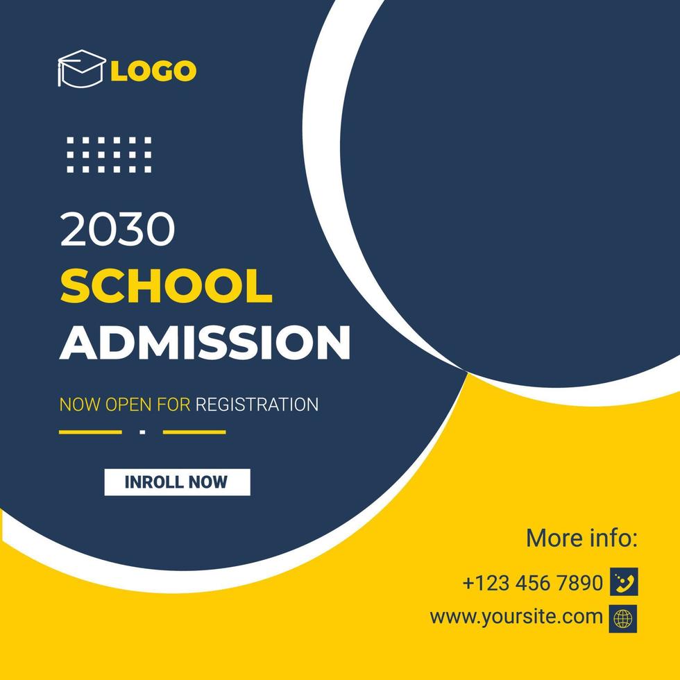 A flyer for a school admission company that is open for registration vector