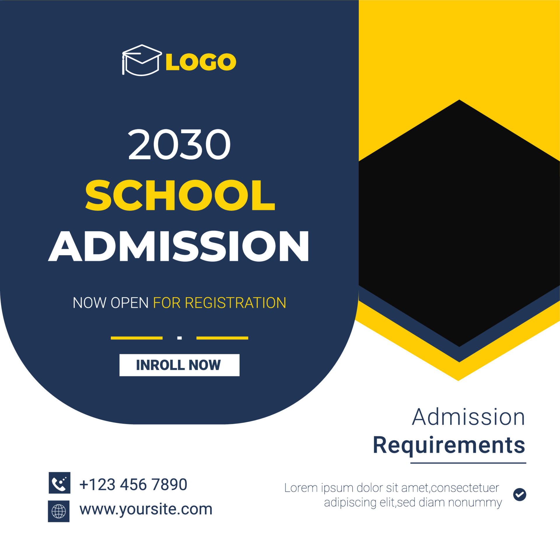 A Flyer For A School Admission Company That Is Open For Registration A Flyer For A School Admission Company That Is Open For Registration