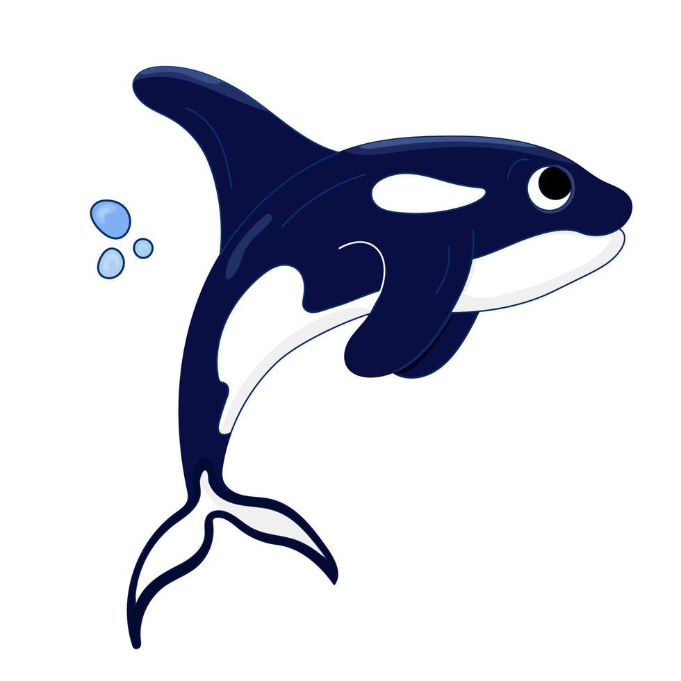 Killer whale blue Cartoon vector illustration. Ocean dweller. Nautical killer whale, sea animals.