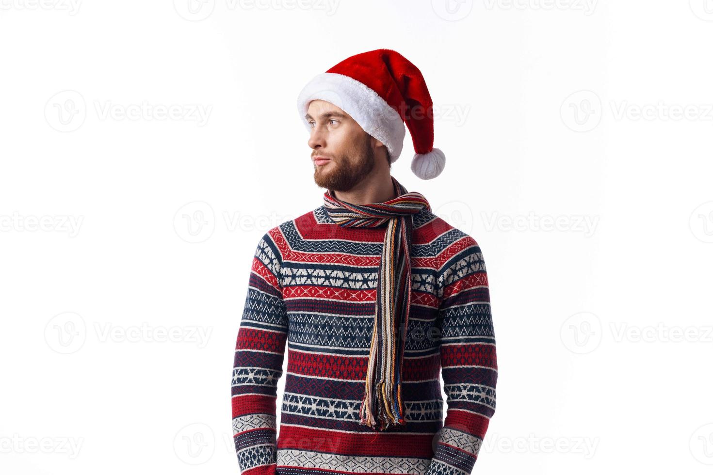 Man with Santa hat photo