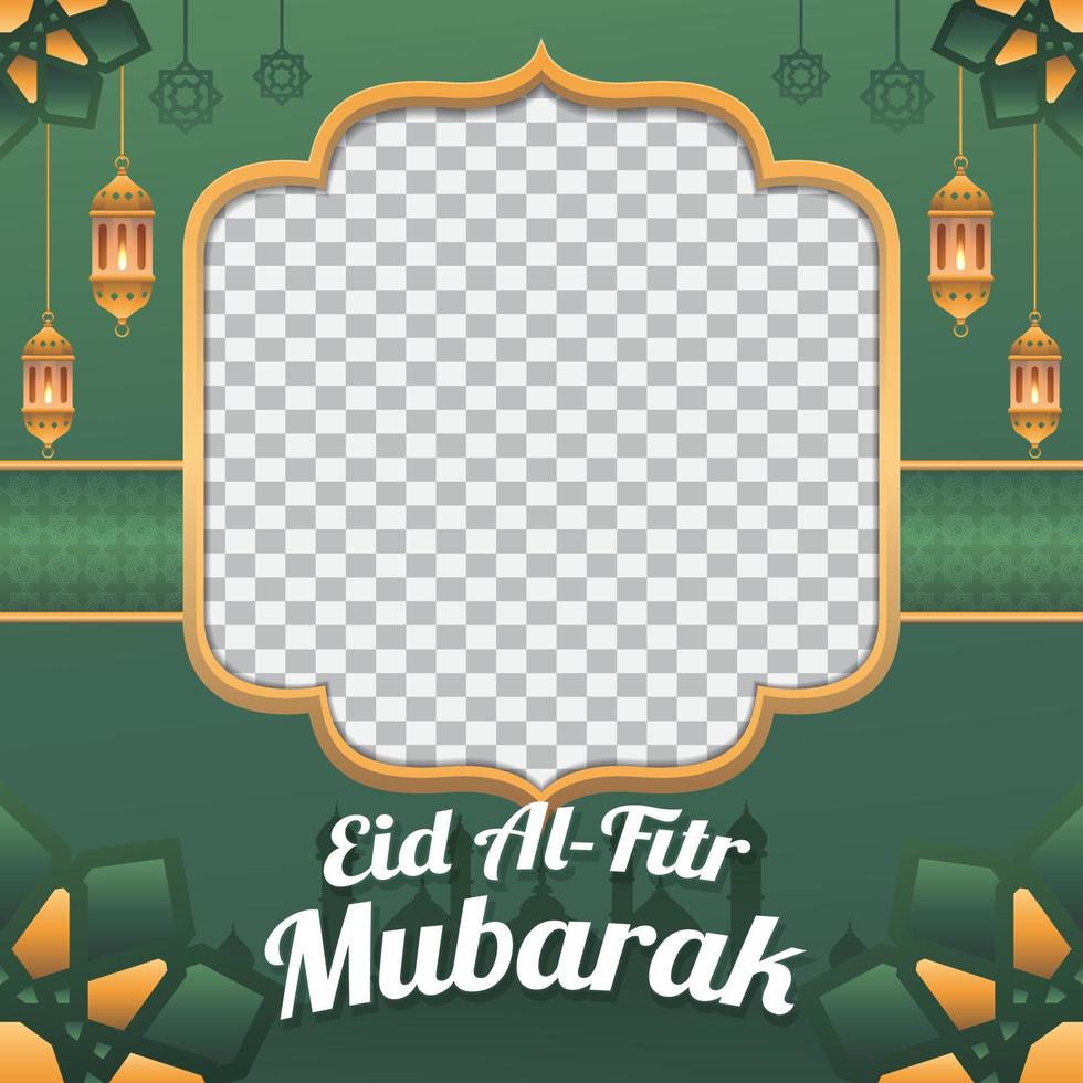Elegant Islamic Twibbon Greetings Eid Al-Fitr vector