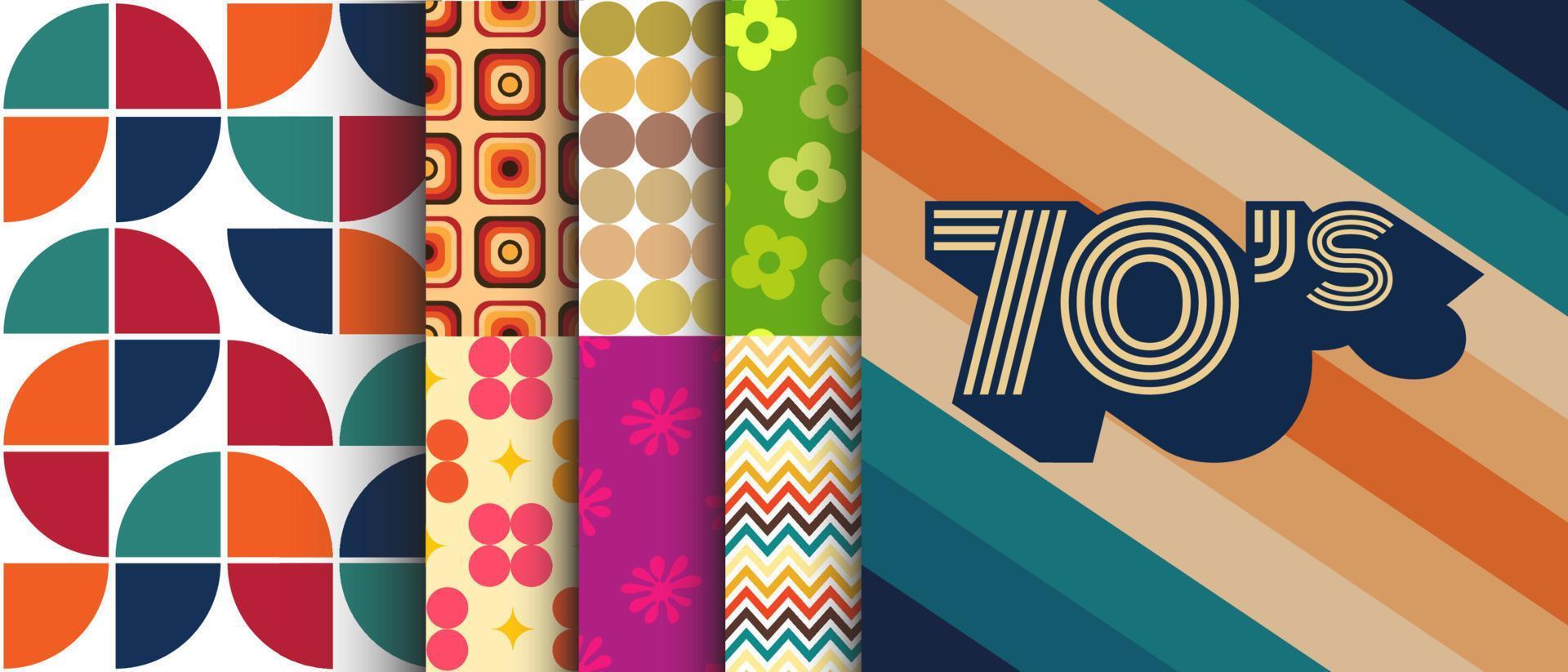 激安通販の 70's style collection of Seamless Patterns, Boogie decade アート・デザイン・音楽