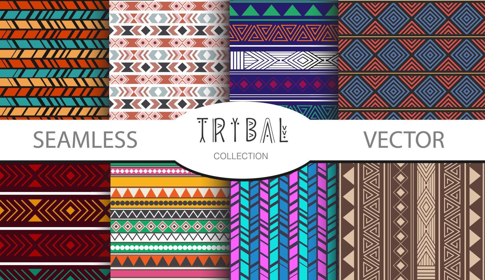 Collection of Tribal Native Indigenous. Seamless Patterns. Ethnic aesthetic and ornaments inspired by Tradition of Africa. Black culture designs, folk artworks and native style graphics. vector