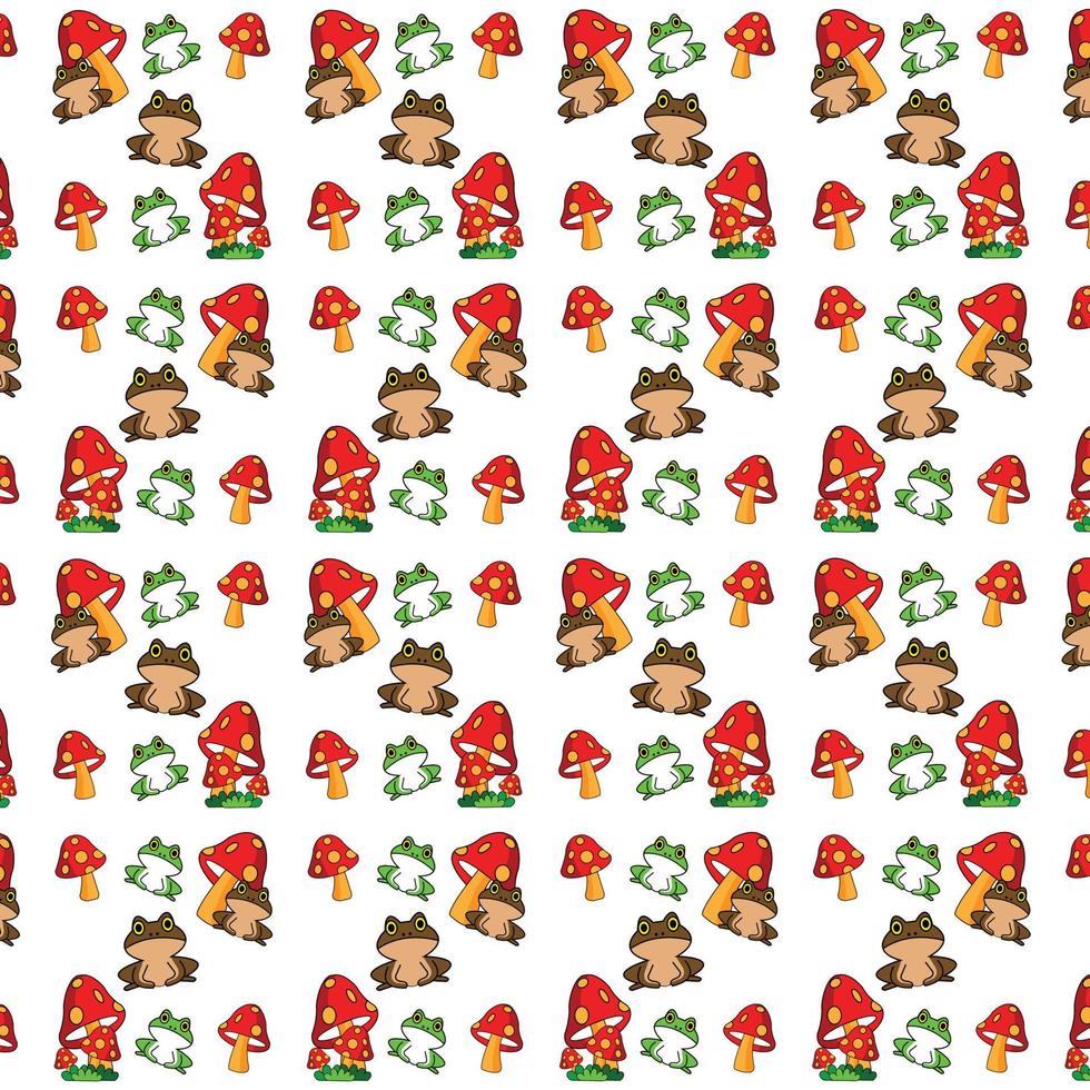 Frog Pattern Seamless Pattern With Frogs And Mushrooms Vector Image