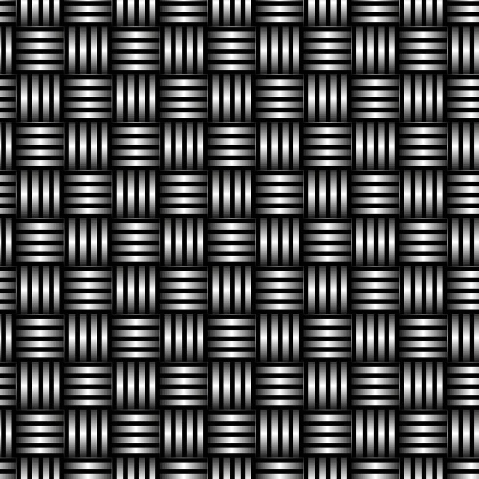 Black And White Weaved Fibre Seamless Pattern, Decorative Texture Illustration With 3d Effect, Repeating Vector Graphic Design Element