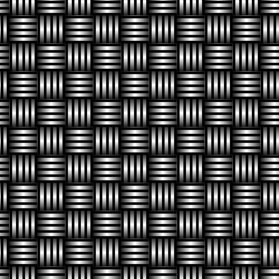 Black And White Weaved Fibre Seamless Pattern, Decorative Texture Illustration With 3d Effect, Repeating Vector Graphic Design Element