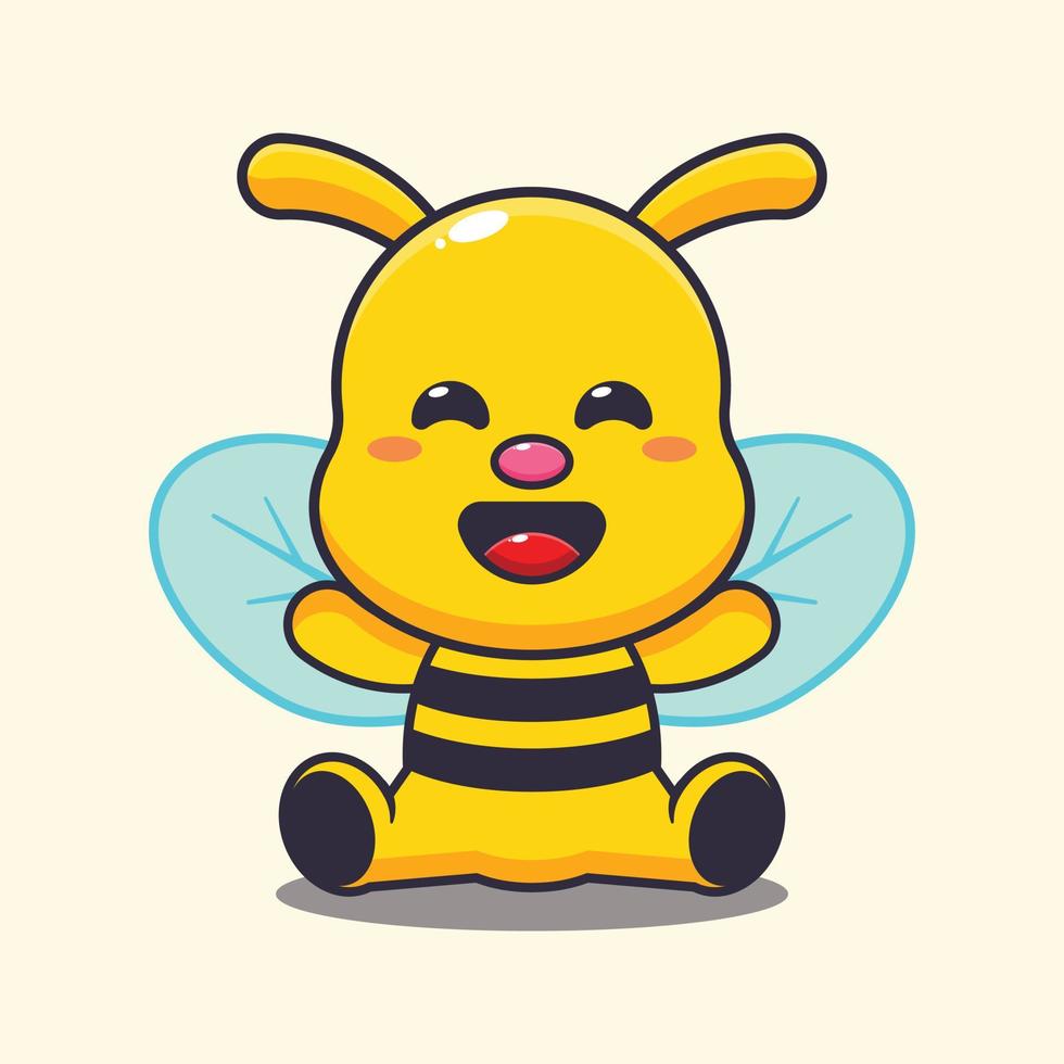 Cute bee cartoon vector illustration.