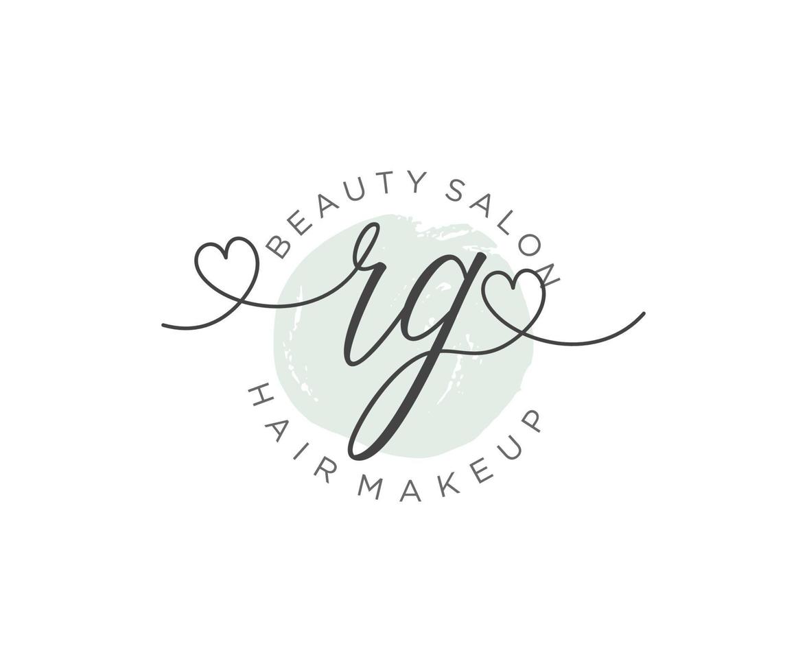 Initial RG feminine logo collections template. handwriting logo of initial signature, wedding, fashion, jewerly, boutique, floral and botanical with creative template for any company or business. vector