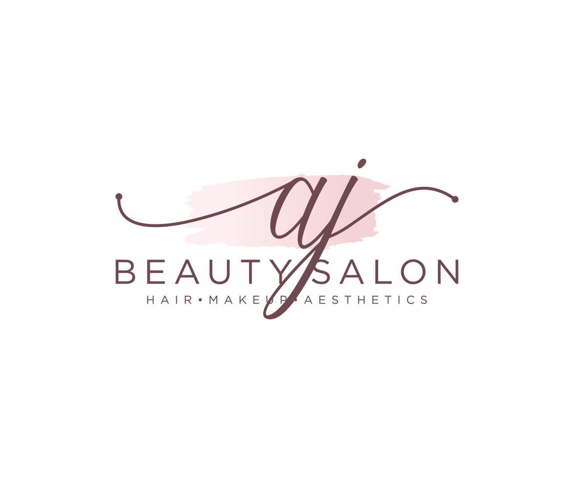 Initial AJ feminine logo collections template. handwriting logo of initial signature, wedding, fashion, jewerly, boutique, floral and botanical with creative template for any company or business. vector