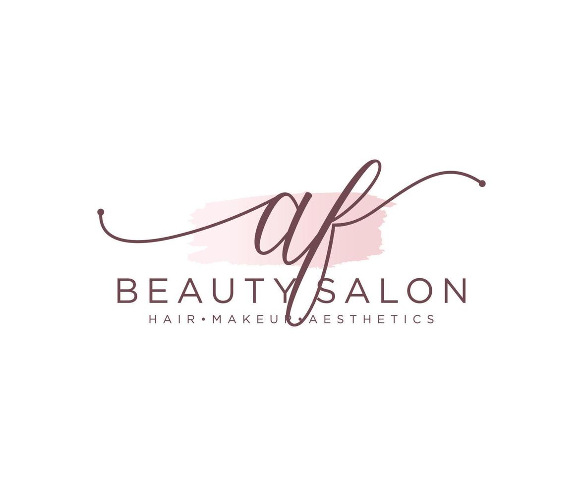 Initial AF feminine logo collections template. handwriting logo of initial signature, wedding, fashion, jewerly, boutique, floral and botanical with creative template for any company or business. vector