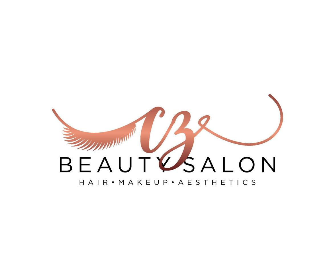 Initial CZ feminine logo collections template. handwriting logo of initial signature, wedding, fashion, jewerly, boutique, floral and botanical with creative template for any company or business. vector