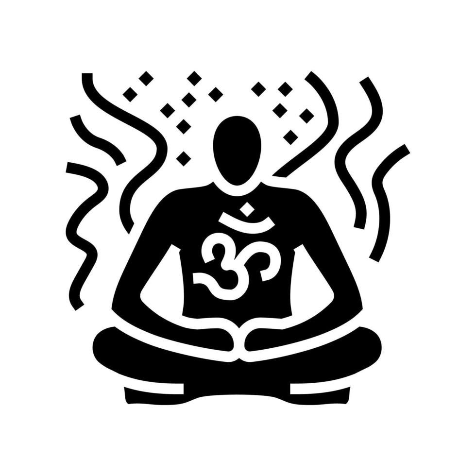 focused meditation yoga glyph icon vector illustration