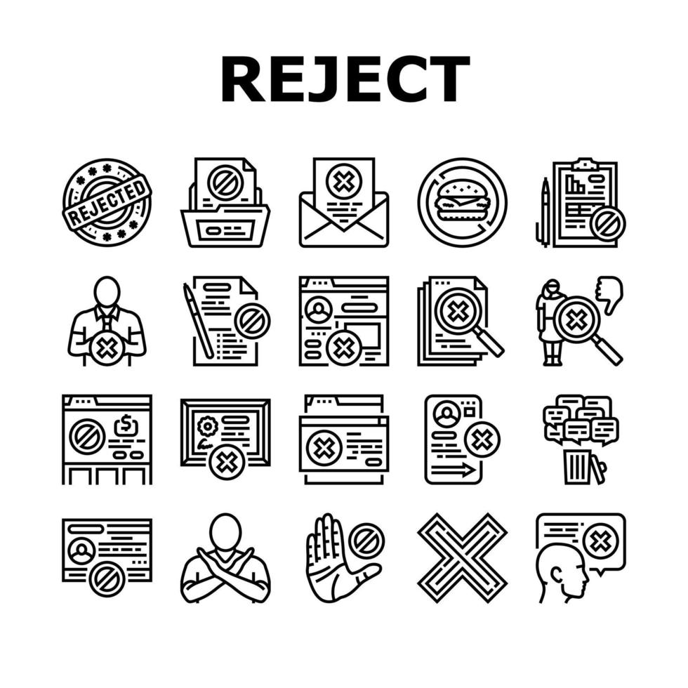 reject man stop stamp cancel icons set vector