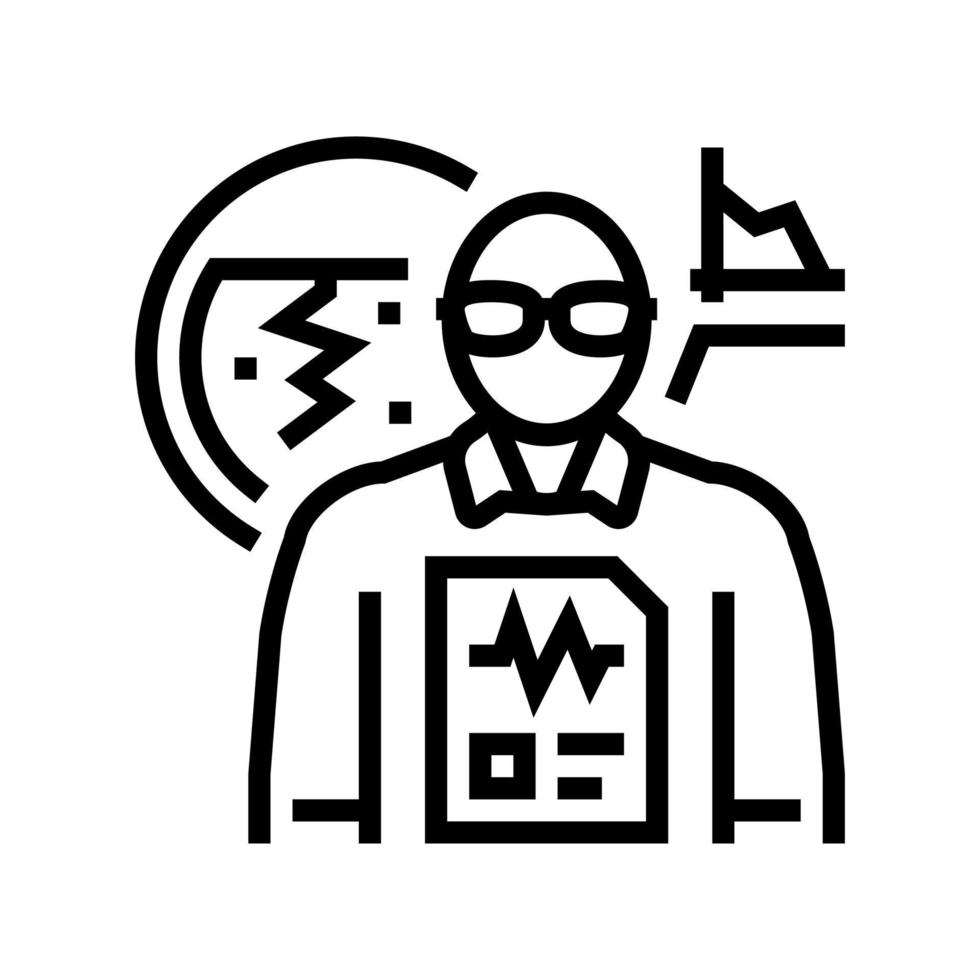 seismologists worker line icon vector illustration