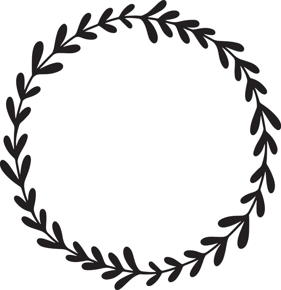 hand drawn leaves wreath, Ink drawing, wedding design element vector