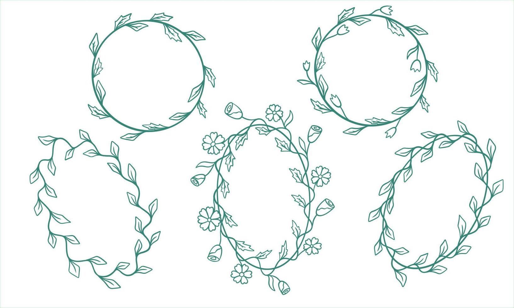 Set of frames from leaves and flowers for text. vector