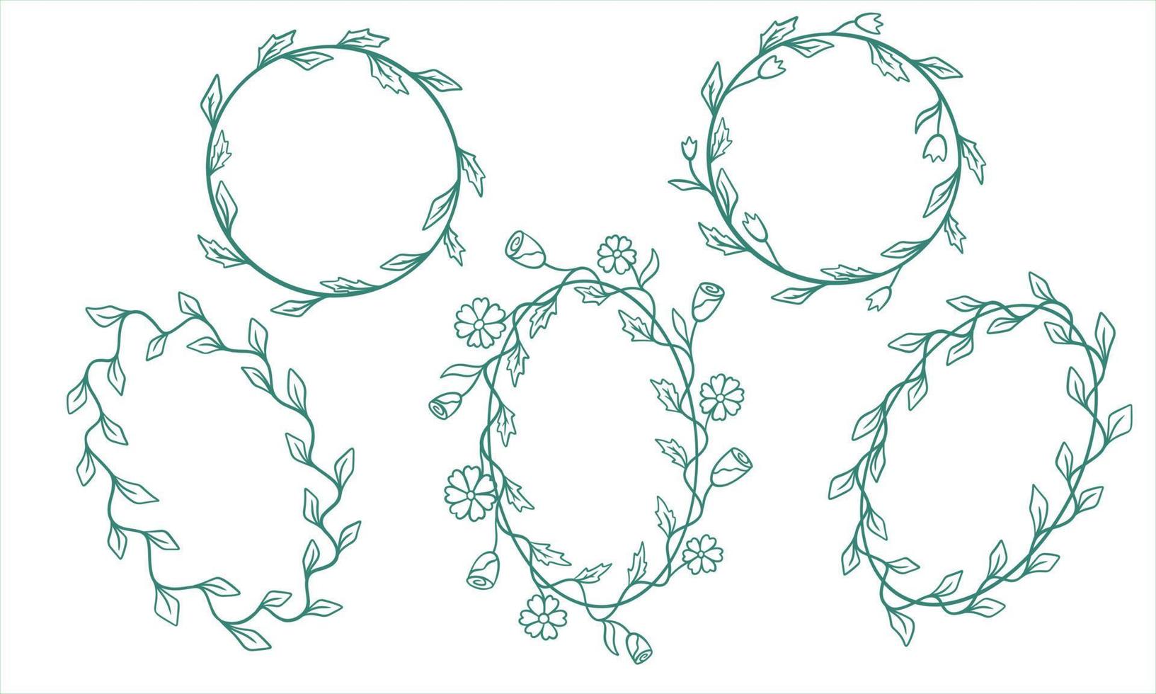 conjunto de marcos de hojas y flores para texto. vector