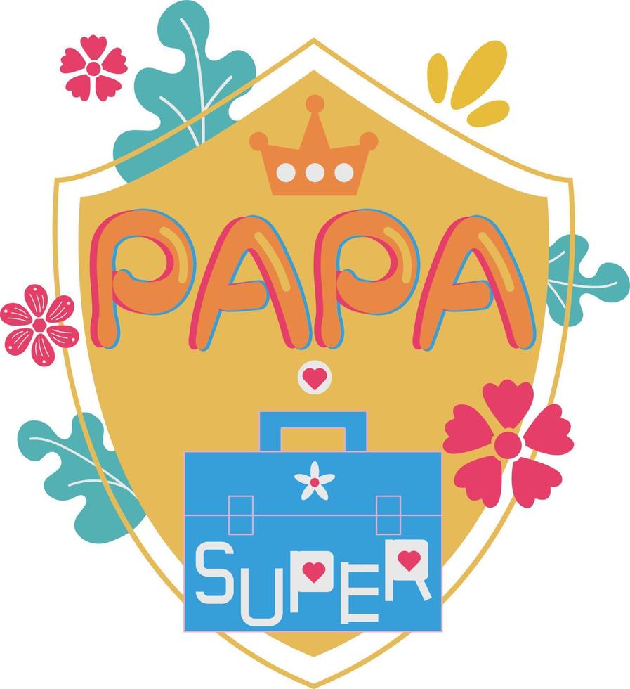 Happy Father's Day Card Shield Flat Symbol Sticker Illustration Design vector