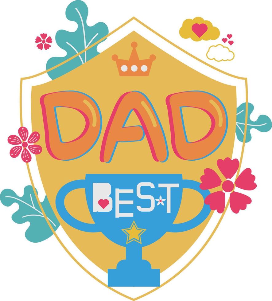 Happy Father's Day Card Shield Flat Symbol Sticker Illustration Design vector