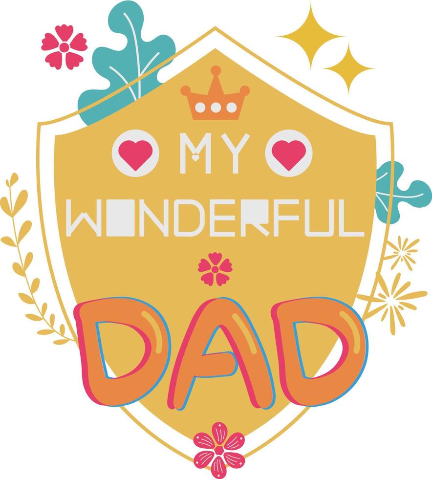 Happy Father's Day Card Shield Flat Symbol Sticker Illustration Design vector