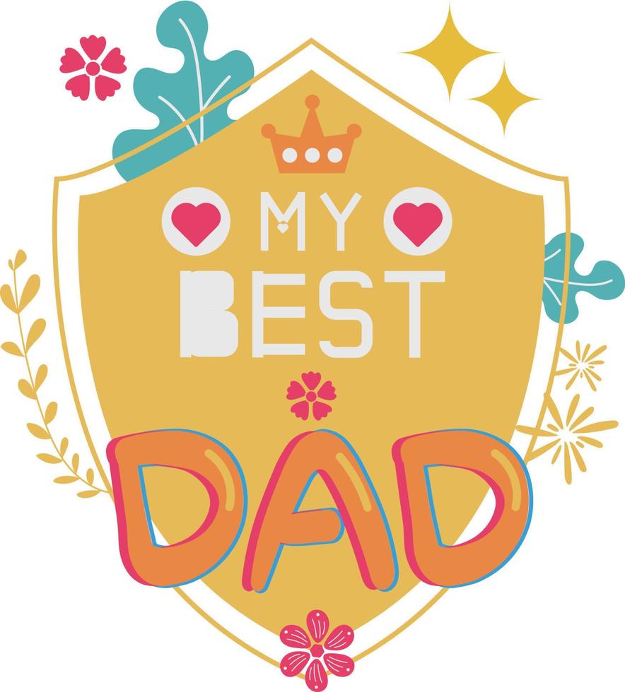 Happy Father's Day Card Shield Flat Symbol Sticker Illustration Design vector