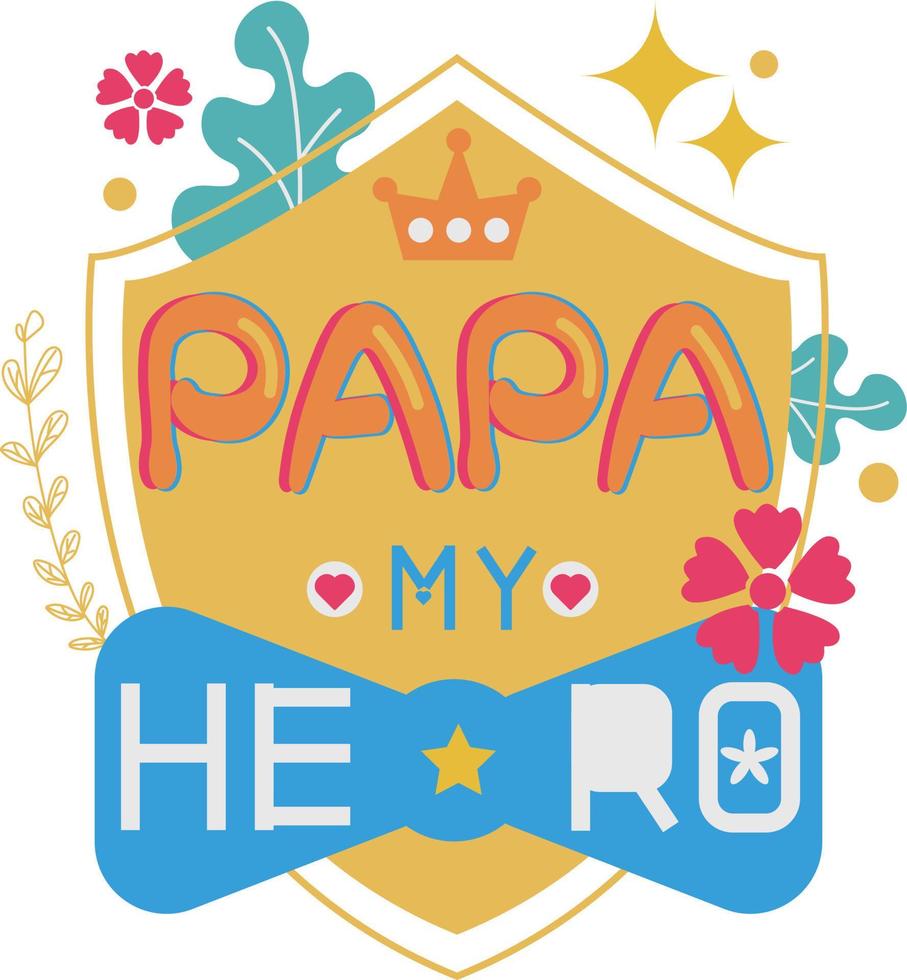 Happy Father's Day Card Shield Flat Symbol Sticker Illustration Design vector