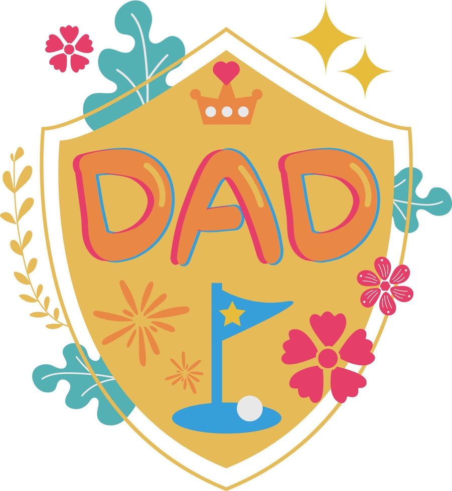 Happy Father's Day Card Shield Flat Symbol Sticker Illustration Design vector