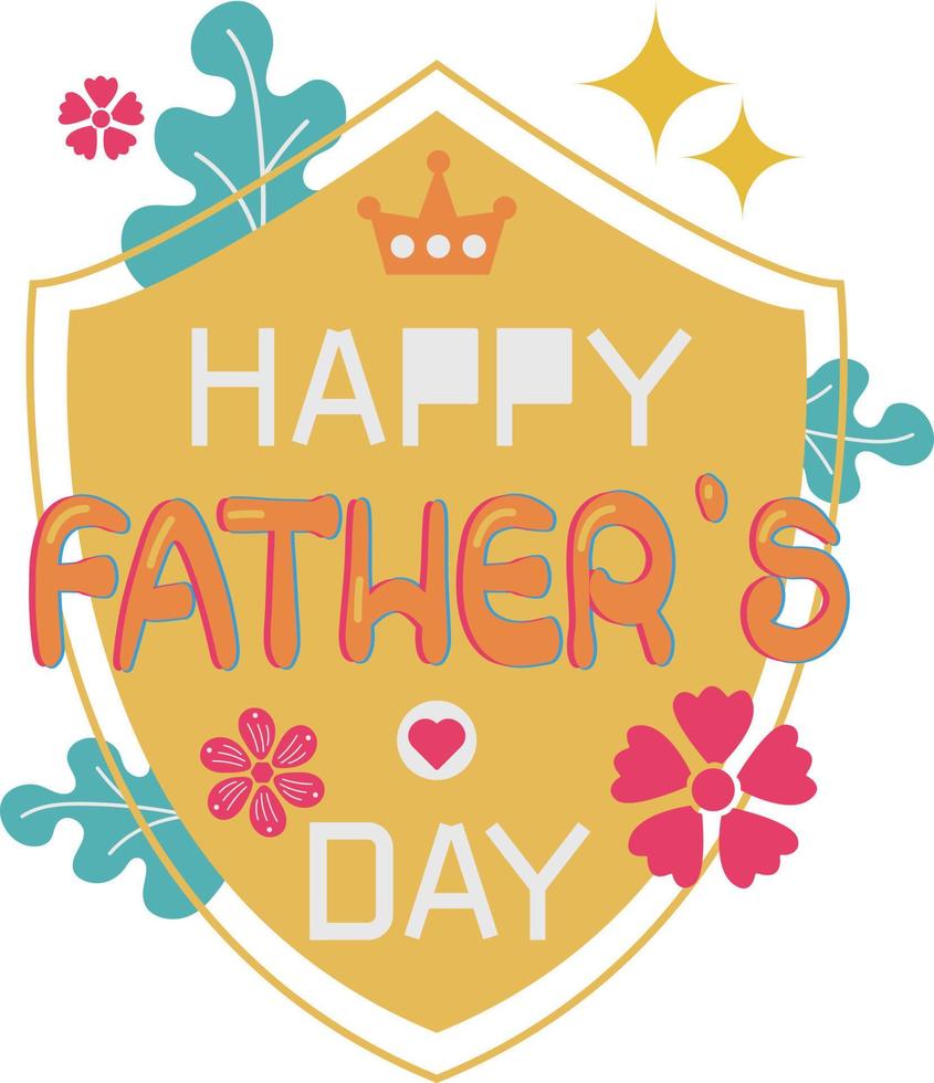 Happy Father's Day Card Shield Flat Symbol Sticker Illustration Design vector