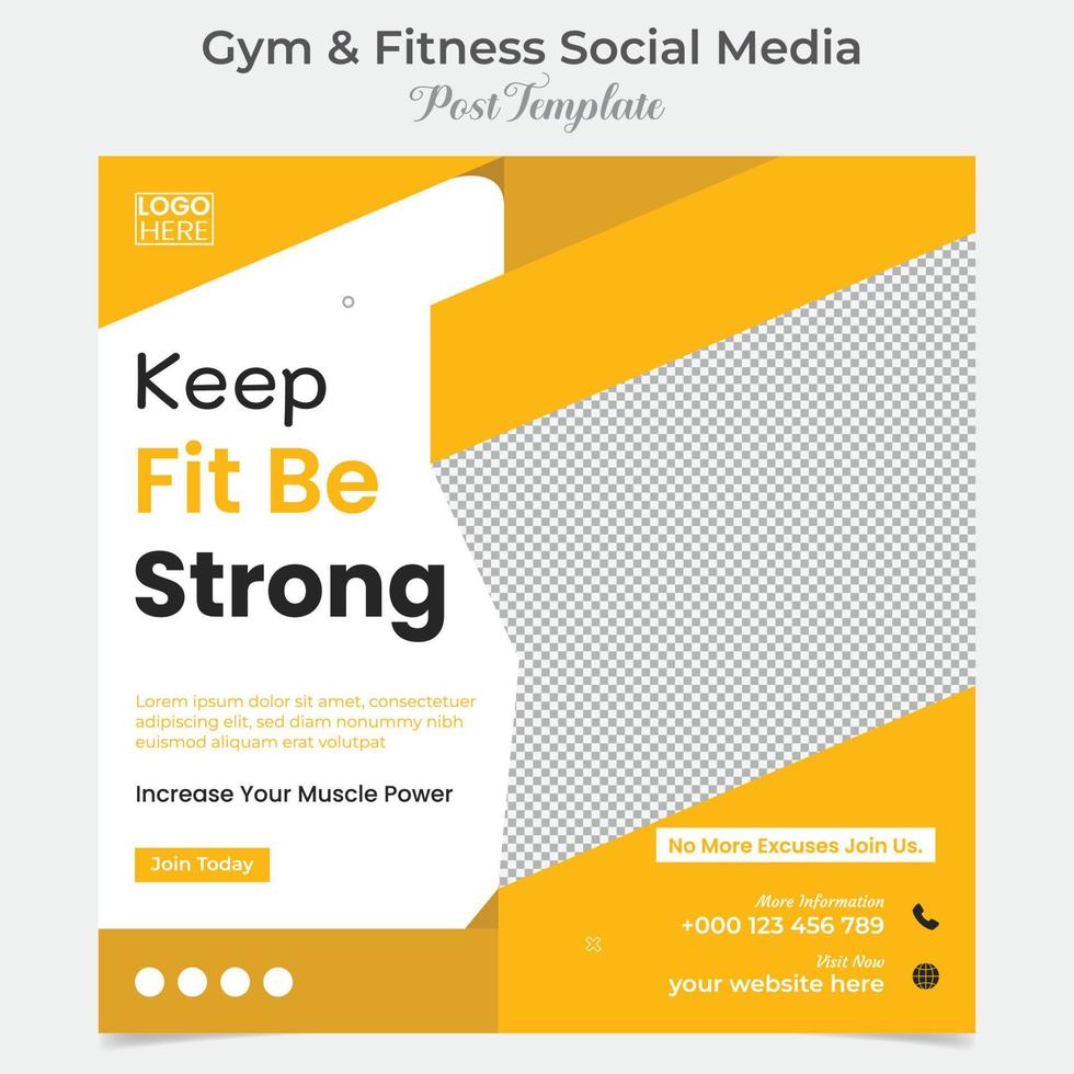 fitness training and gym workout square flyer post banner and social media post template design vector