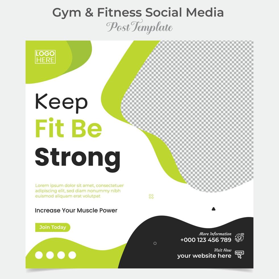 fitness and gym workout training social media post and square flyer post banner template design vector