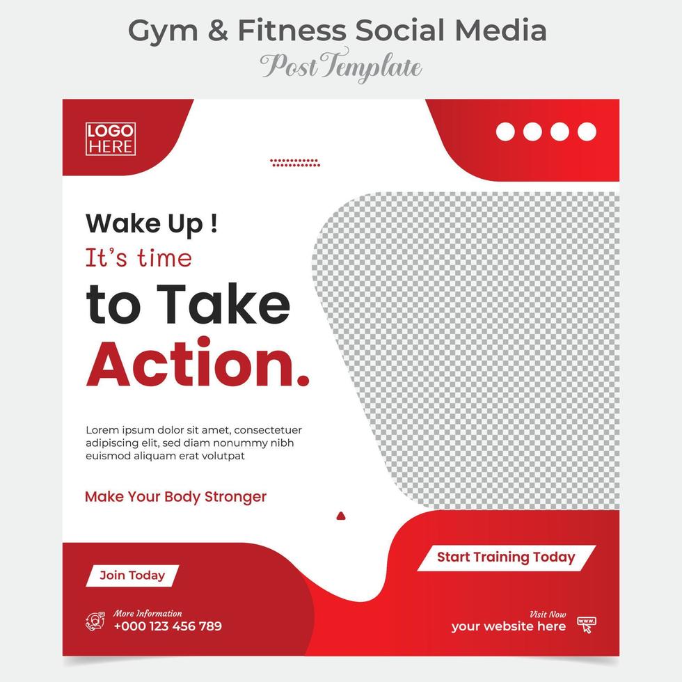 gym zone fitness square flyer post banner and social media post template design vector