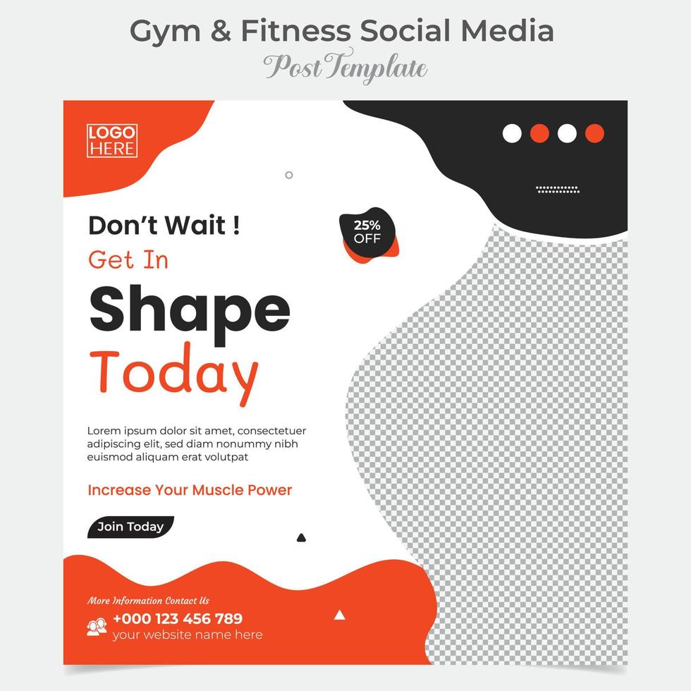 fitness training and gym workout square flyer post banner and social media post template design vector