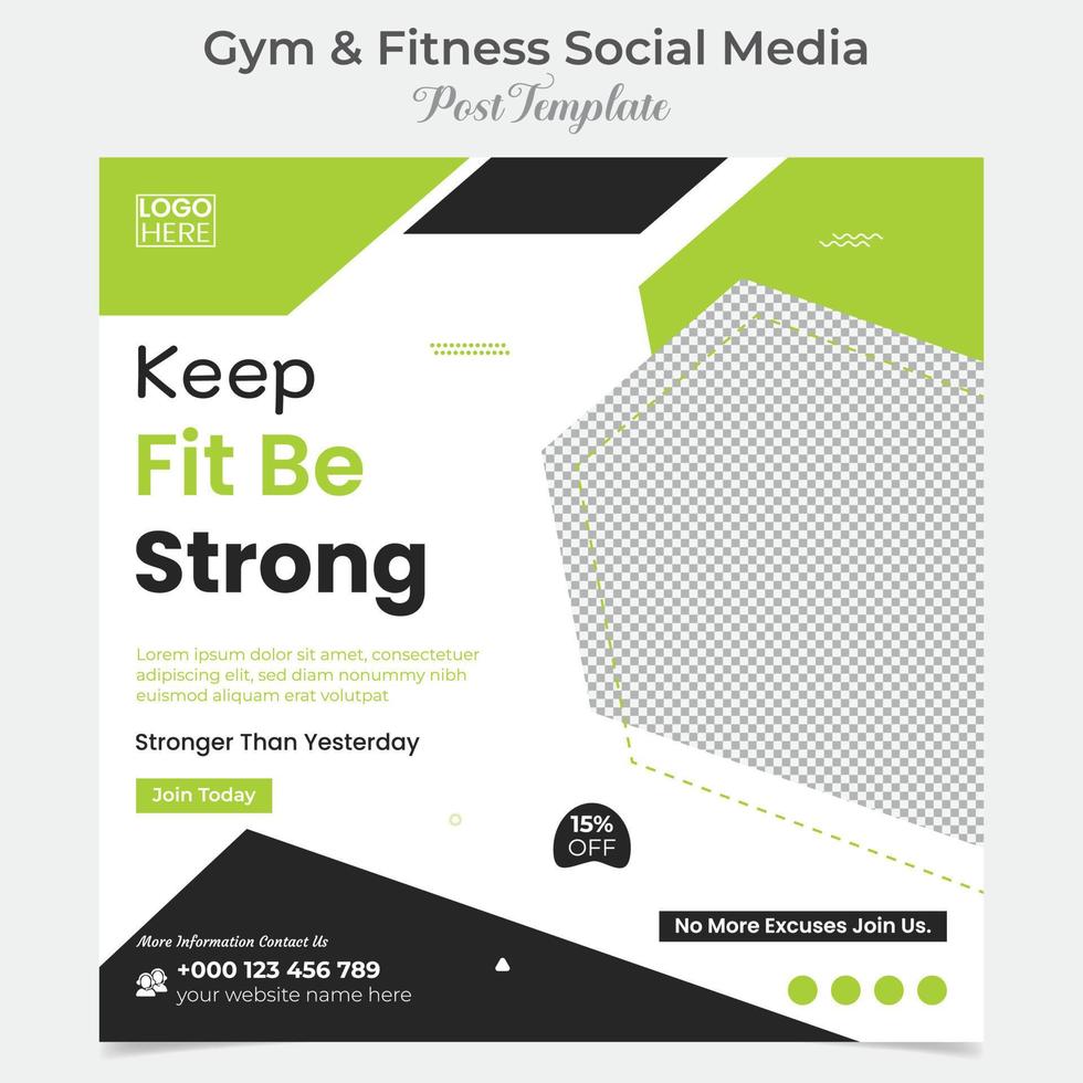 gym workout square flyer post banner and social media post template design vector