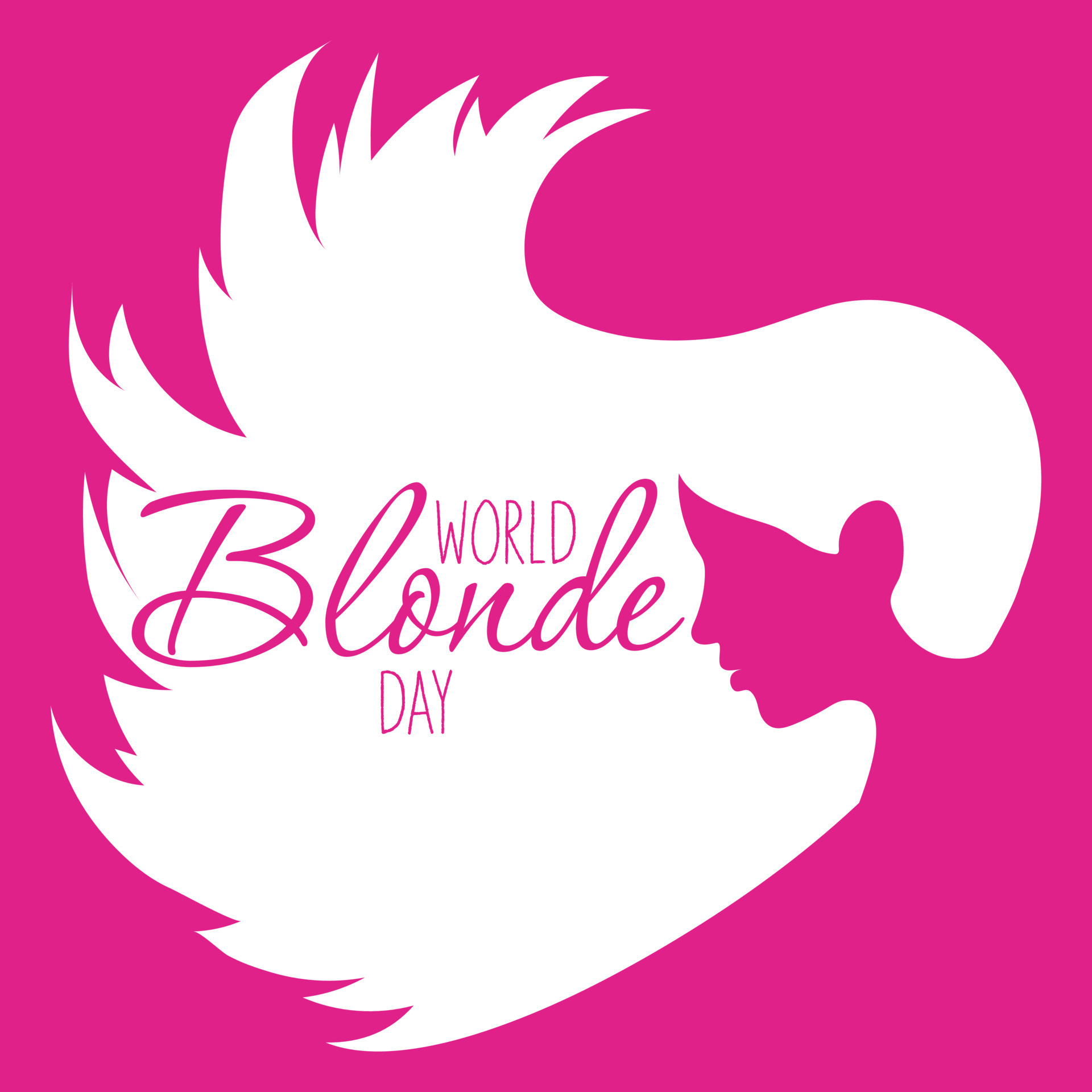 World Blonde Day. The silhouette of a beautiful woman with hair flowing