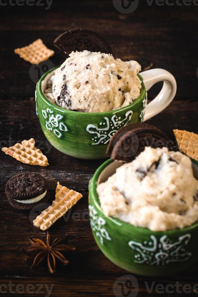 Ice cream with cookies photo