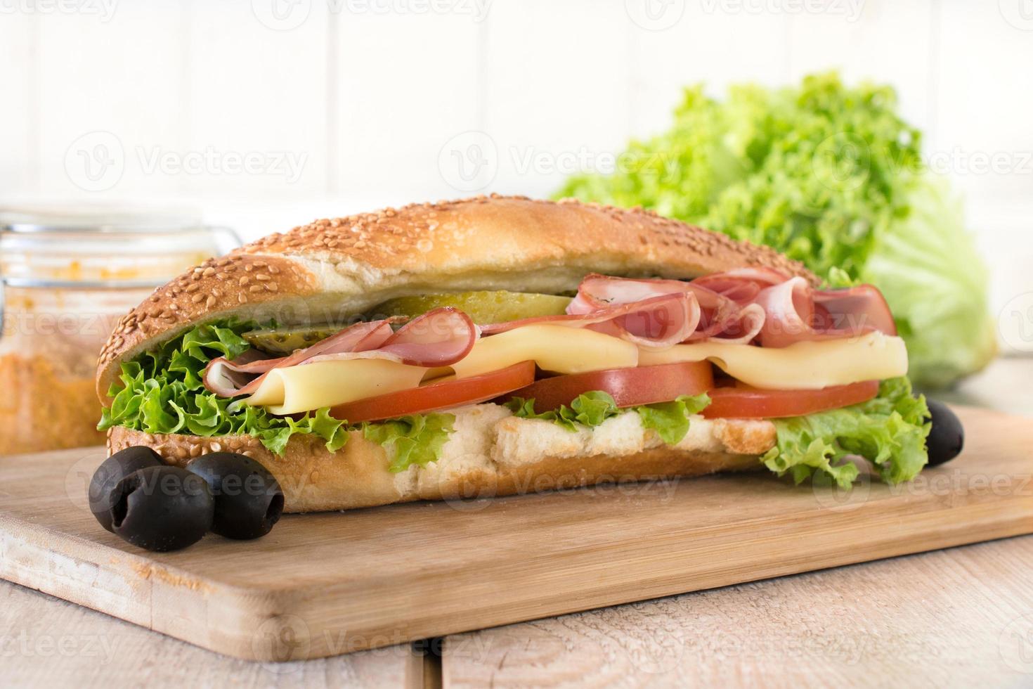 Ciabatta sandwich close-up photo