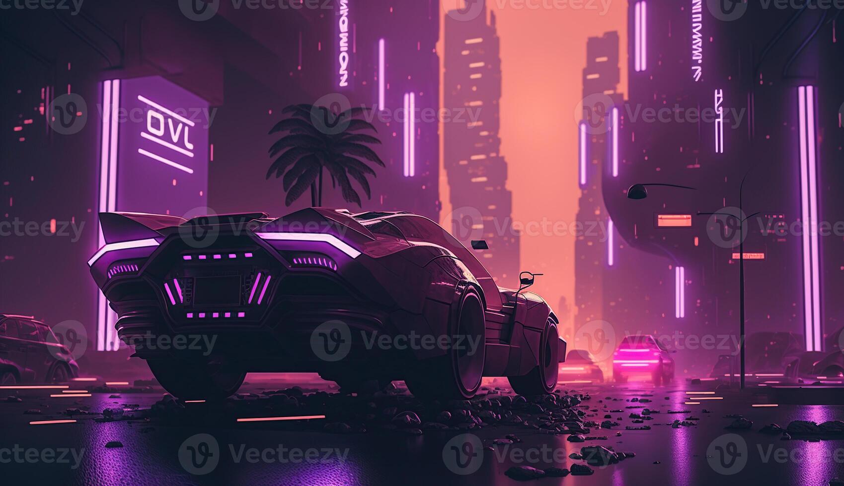 A futuristic city with flying cars, in the style of Blade Runner, photo