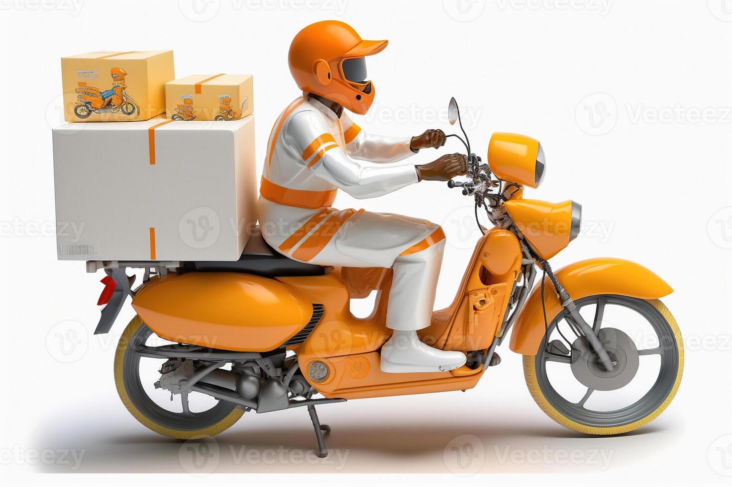 A man ride on bike to deliver to customer, delivery scene, photo