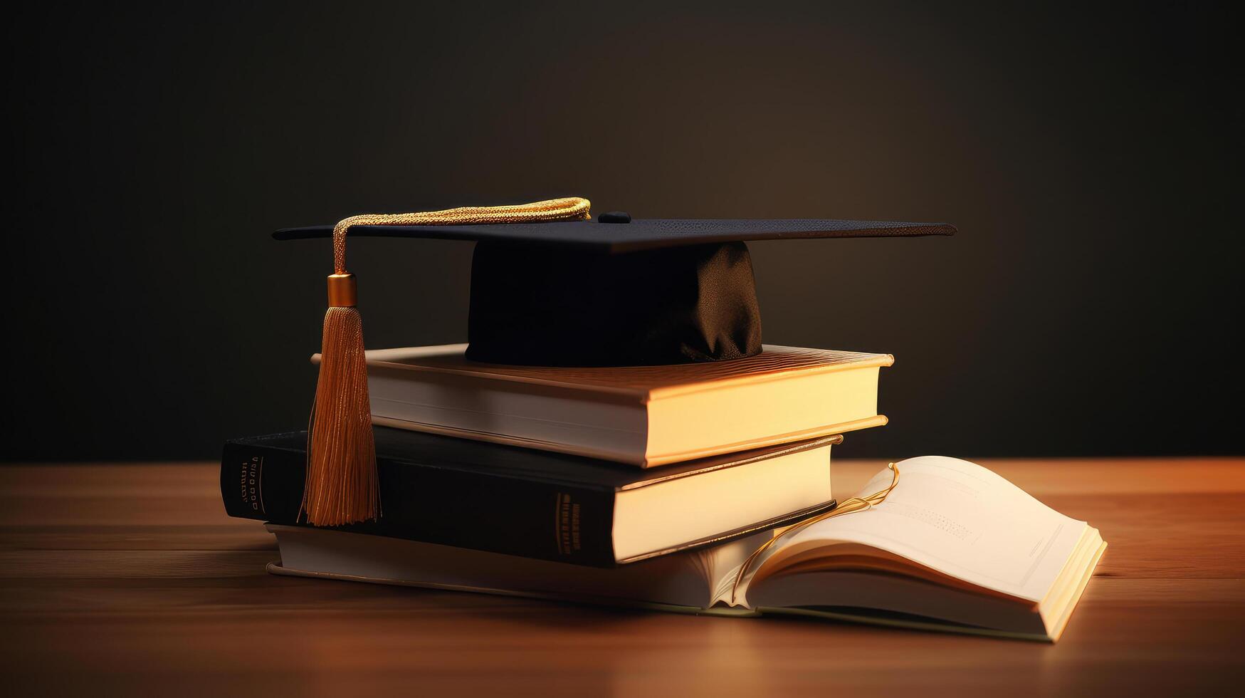 Graduation cap with books. Illustration photo