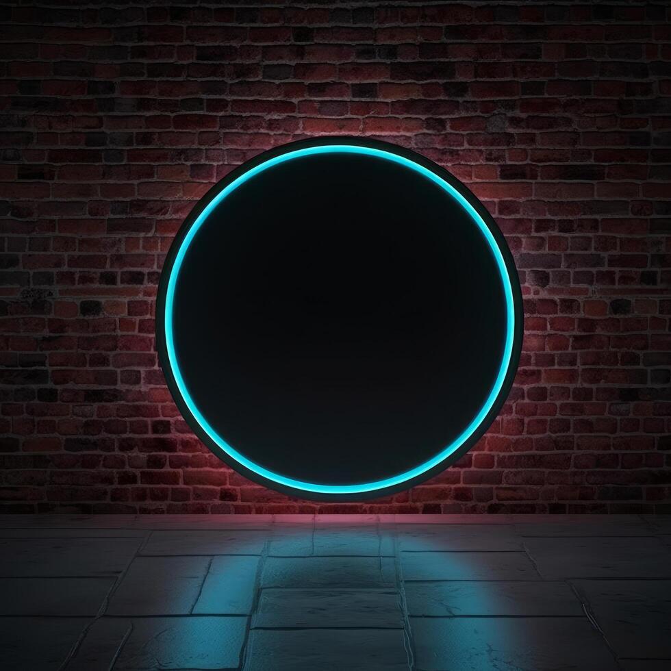Neon frame on dark background. Illustration photo