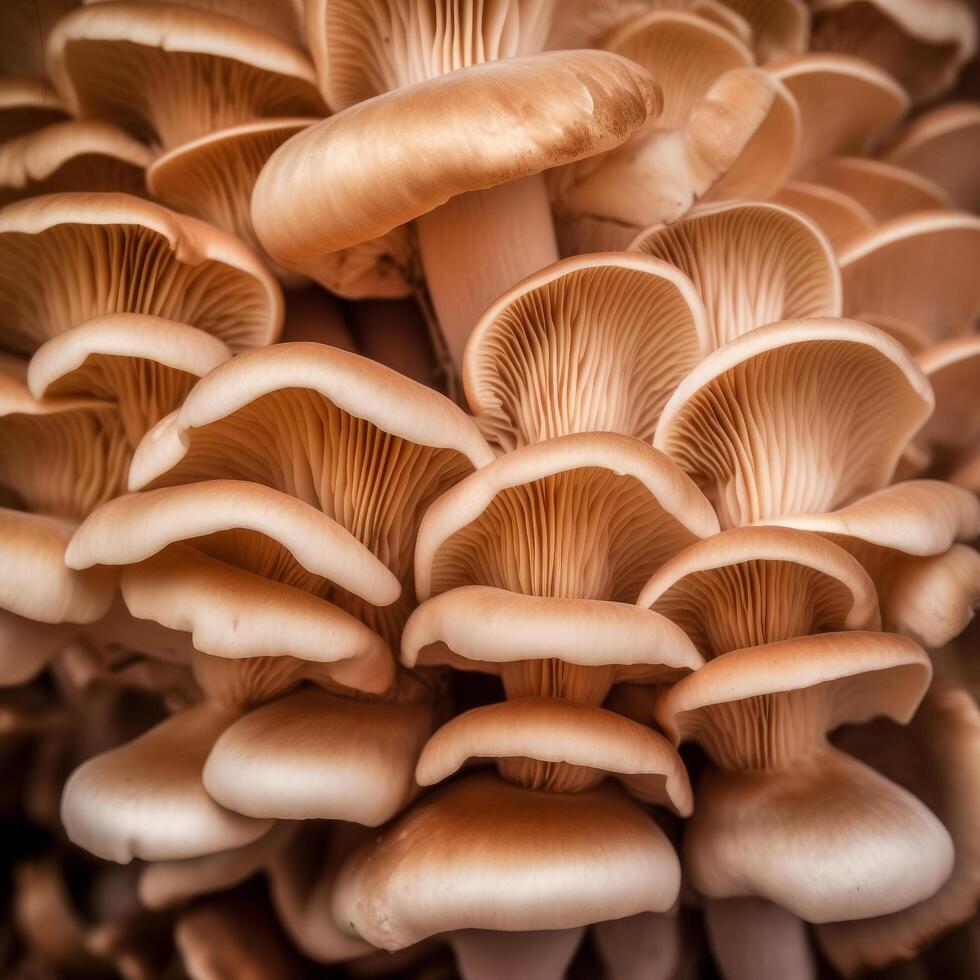Mushrooms background. Illustration AI Generative photo