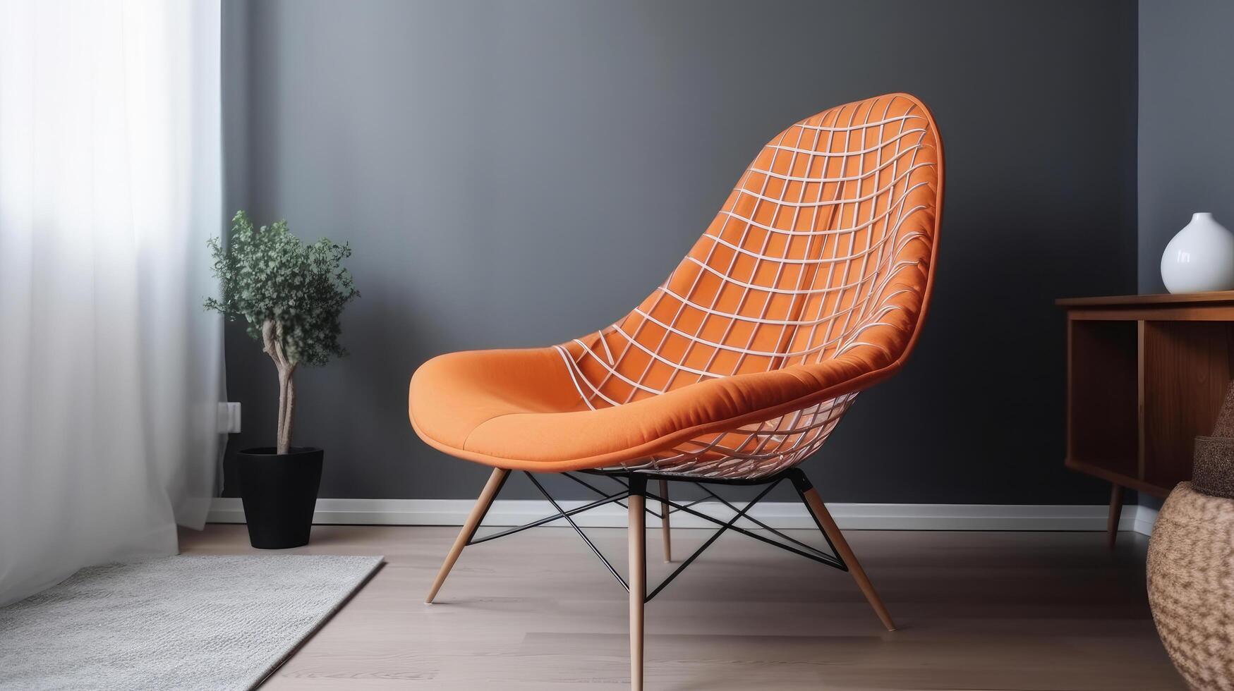 Orange modern chair. Illustration photo