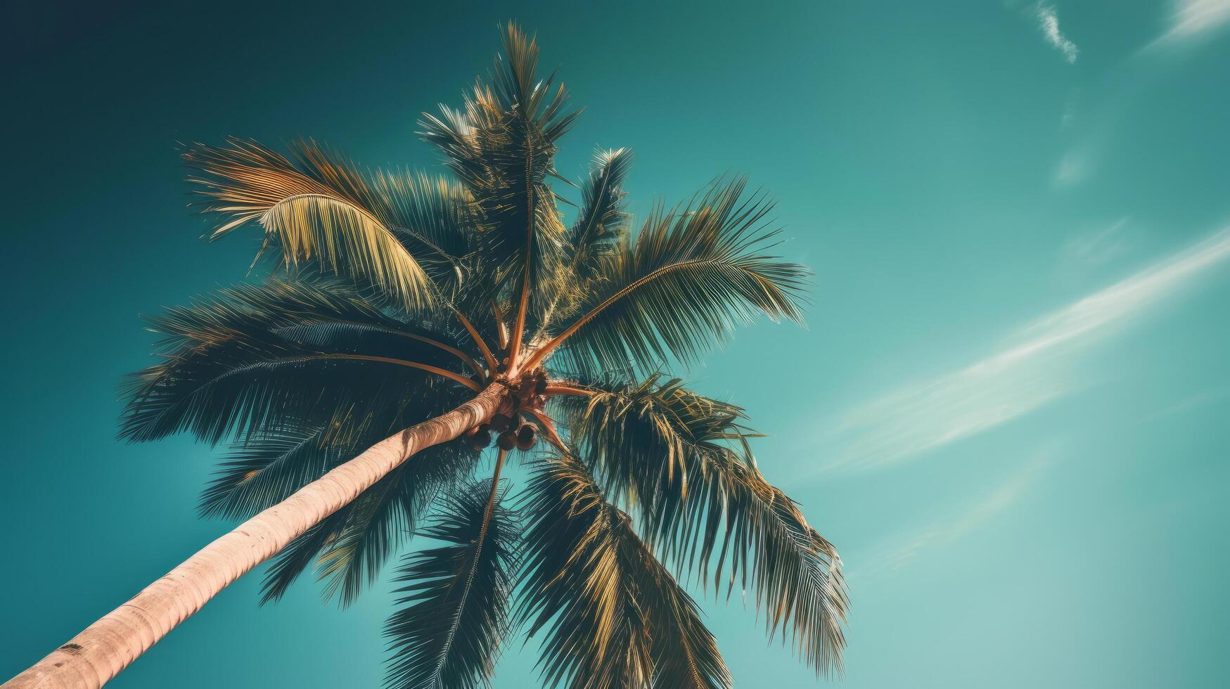 Palm tree sunny background. Illustration photo