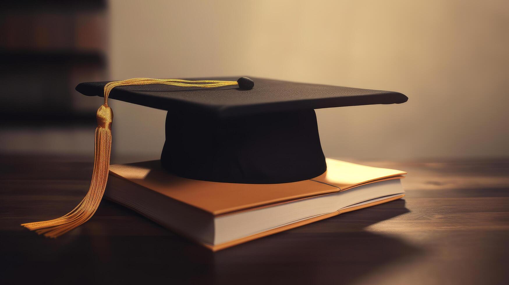 Graduation cap with books. Illustration photo