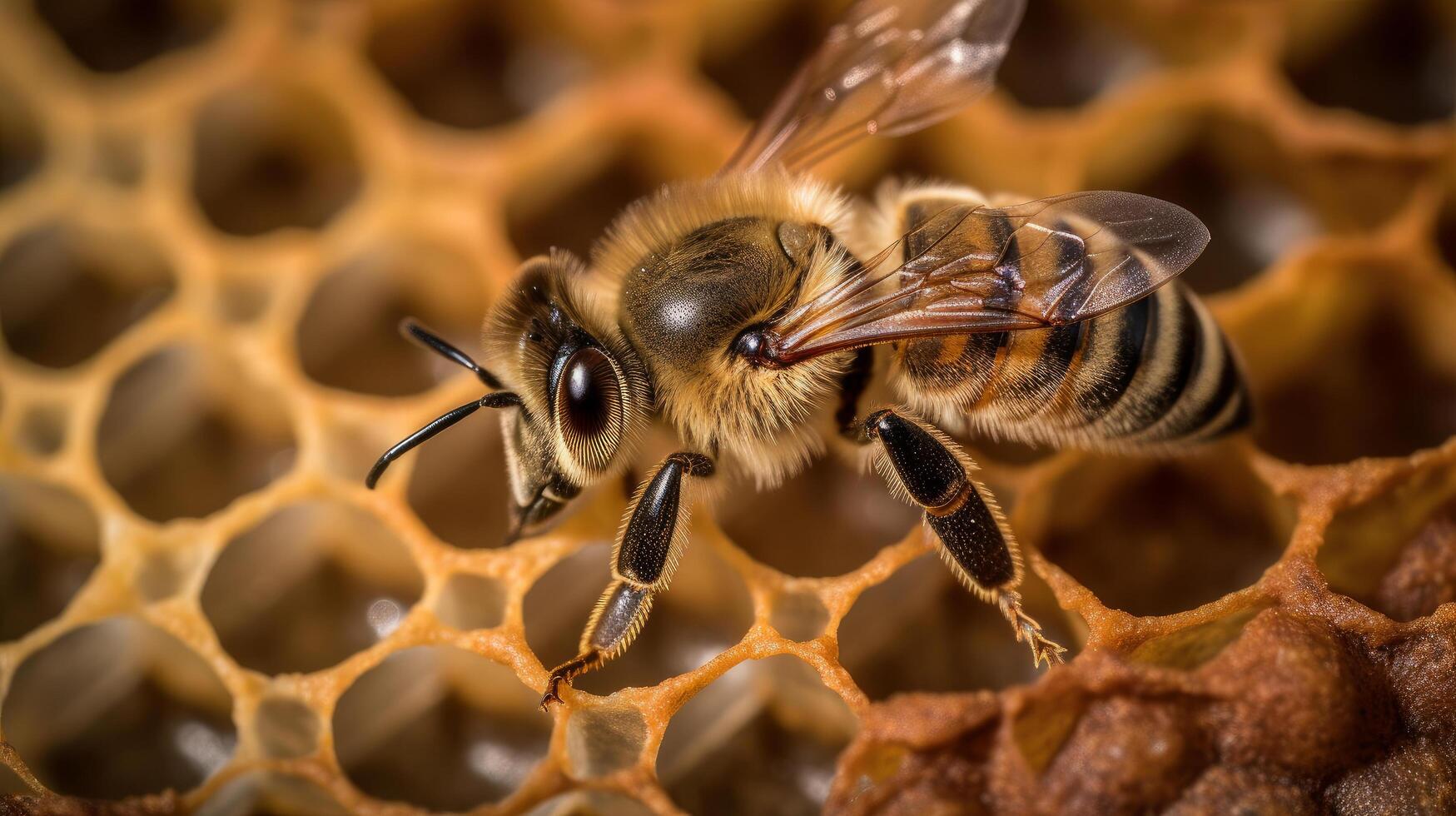 Macro photo of bee. Illustration