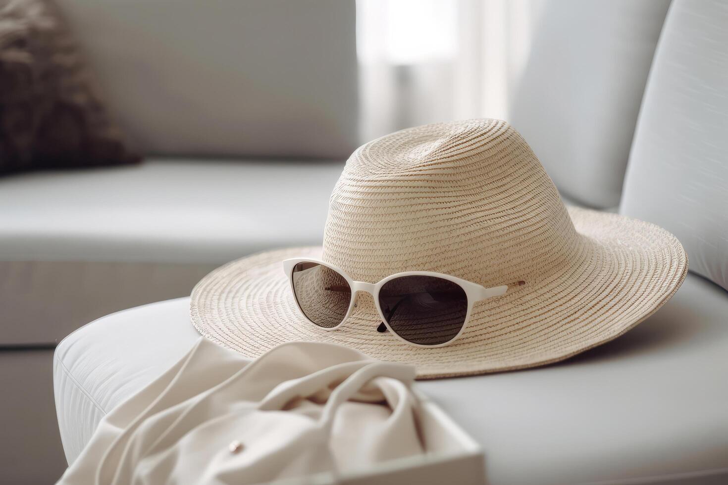 Summer hat and glasses. Illustration photo
