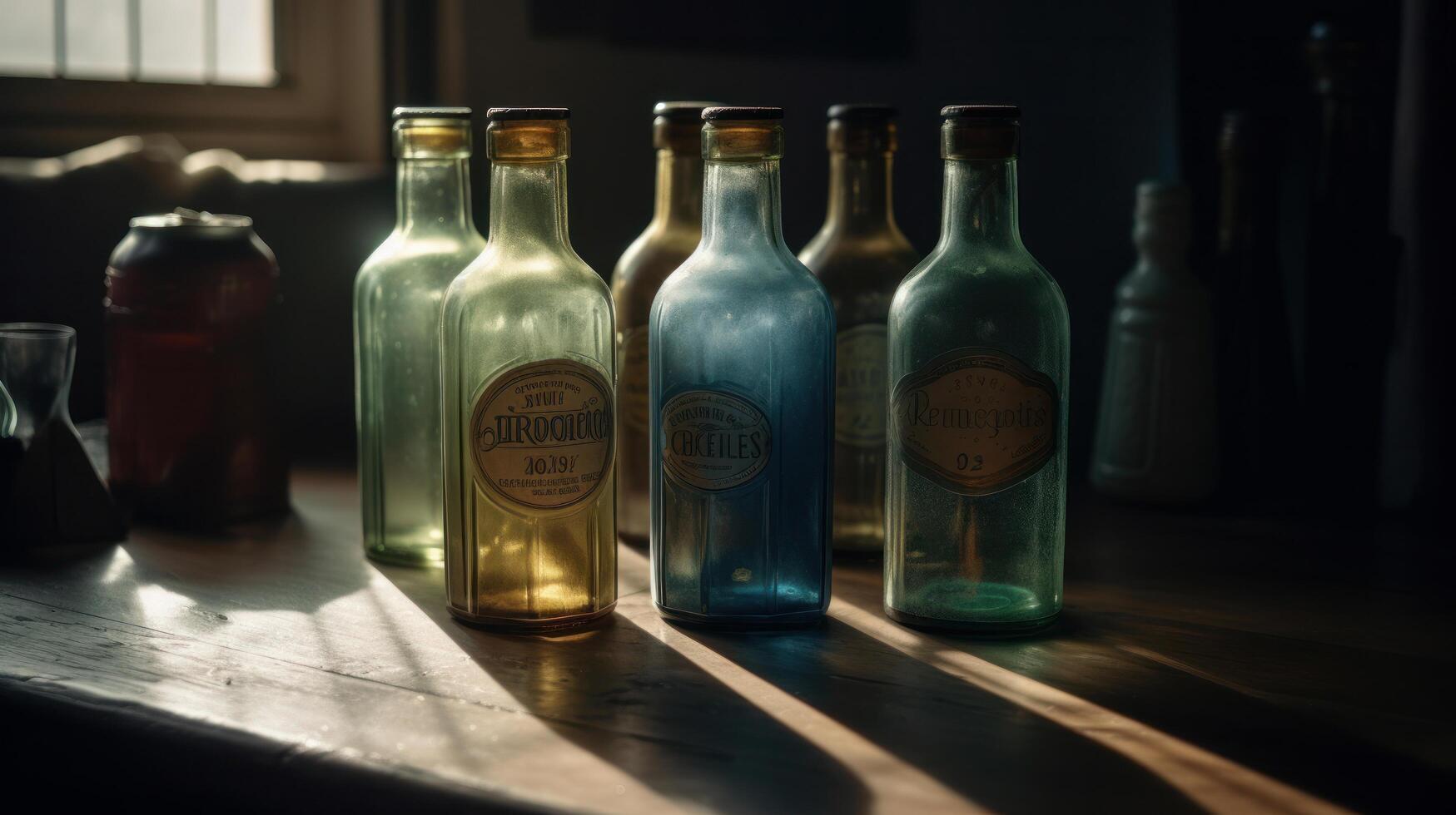 Vintage bottles collection. Illustration photo
