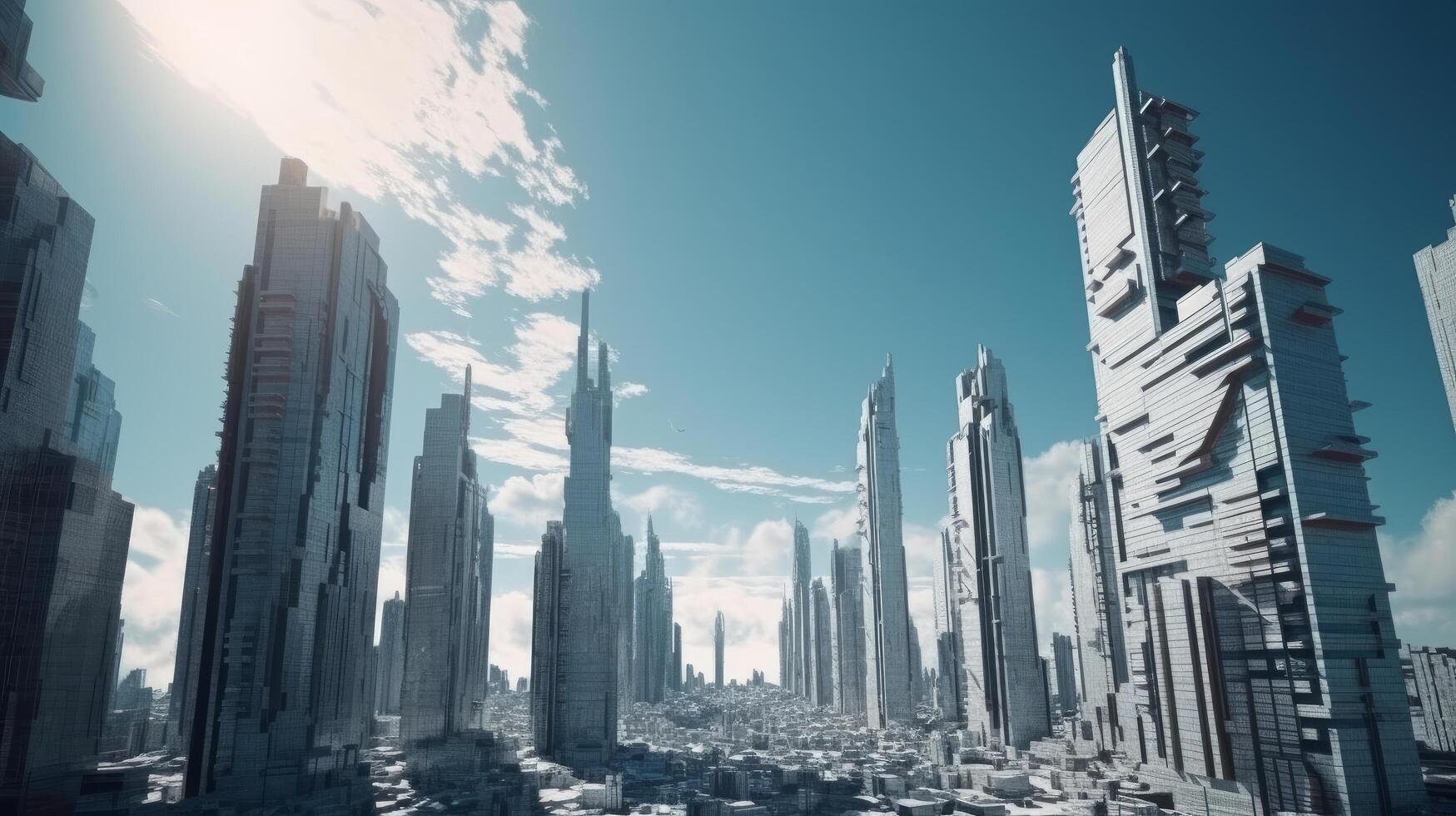 Futuristic city background. Illustration photo